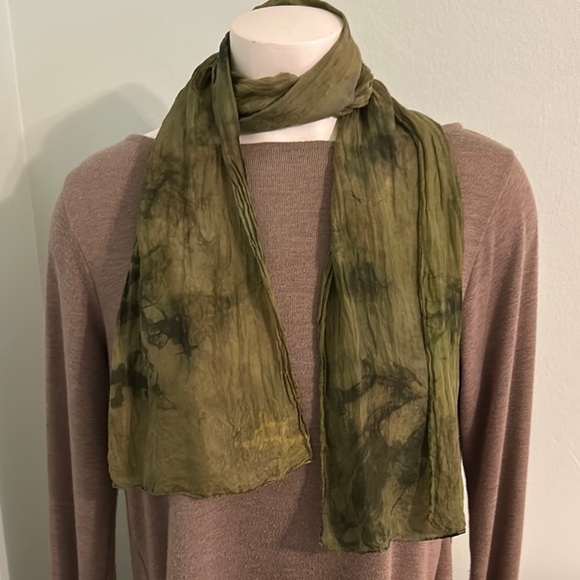 None Accessories - Green Tie-Dye Scarf lightweight boho hippie vibes